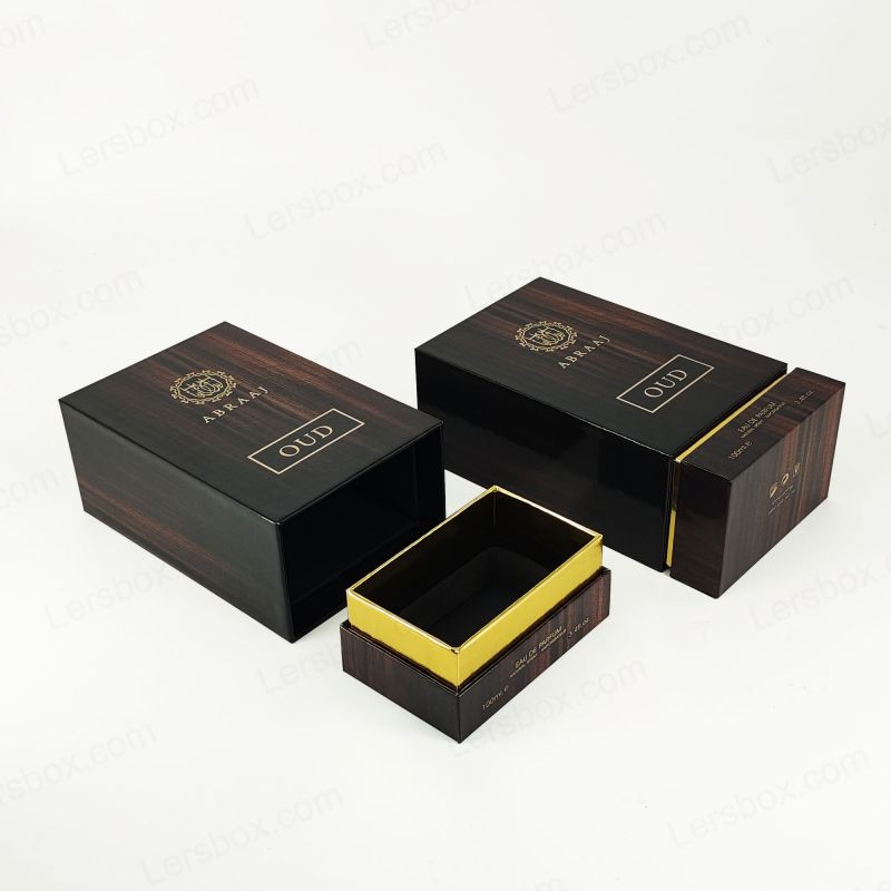 Handcrafted Rigid Perfume Packaging with Gold Foil Detailing and EVA Foam Insert HP019