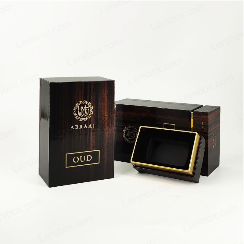 Handcrafted Rigid Perfume Packaging with Gold Foil Detailing and EVA Foam Insert HP019