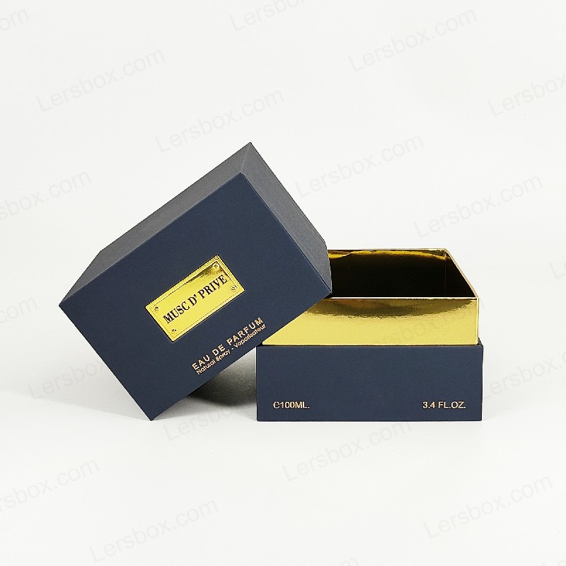 Luxury Gold Foil Perfume Packaging with Handcrafted Rigid Structure and EVA Tray Insert HP030