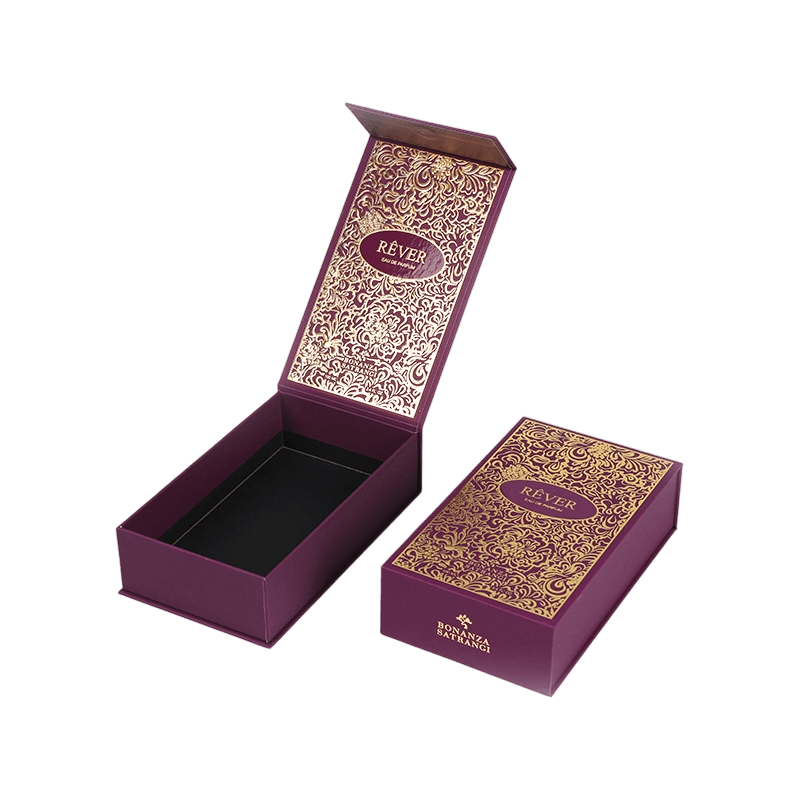 Sand Gold Perfume Presentation Box with Flocked EVA Insert Perfume Box