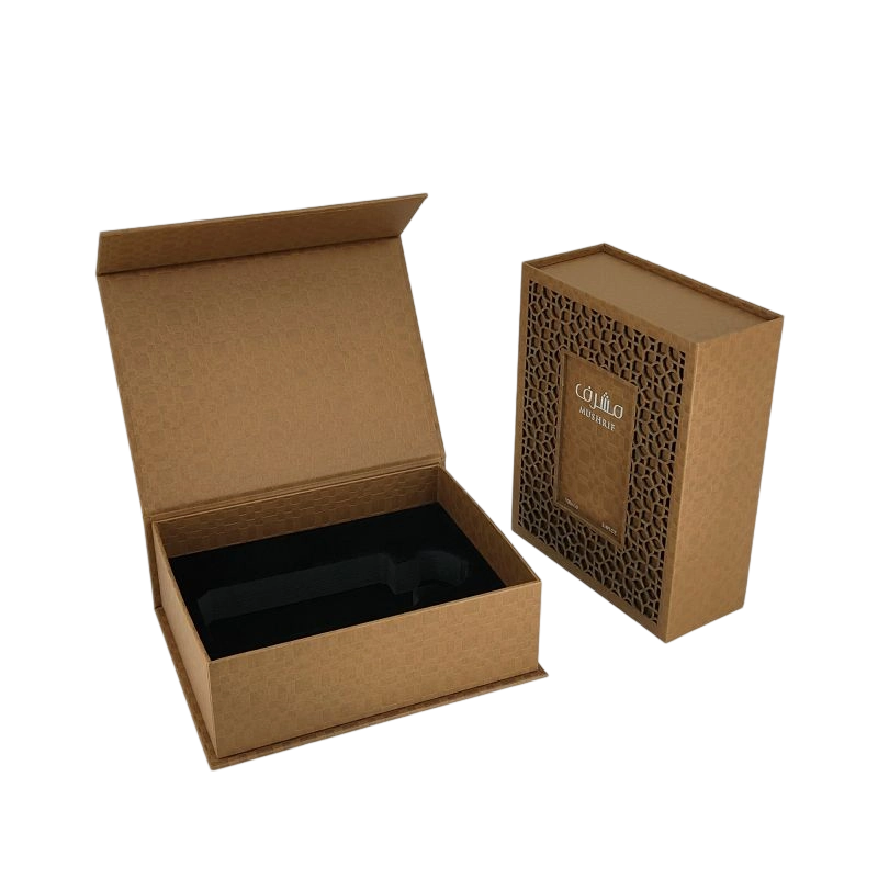 Gold Foil Embossed Perfume Box with Rigid Lid and EVA Insert HP001