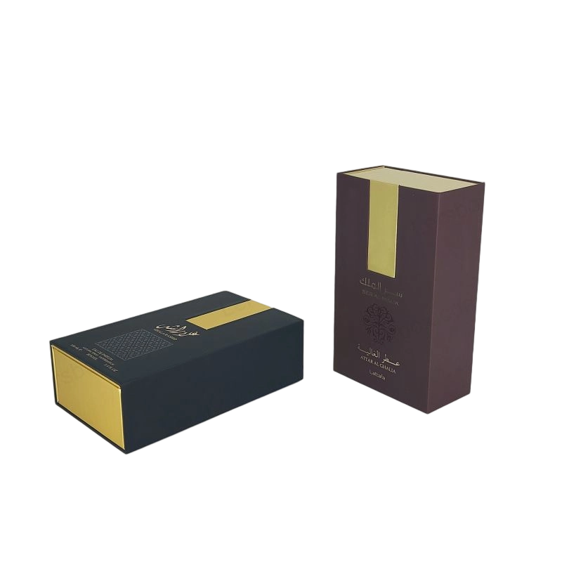 Gold Foil Perfume Packaging with Rigid Lid and EVA Foam Tray for Fragrance Display HP011