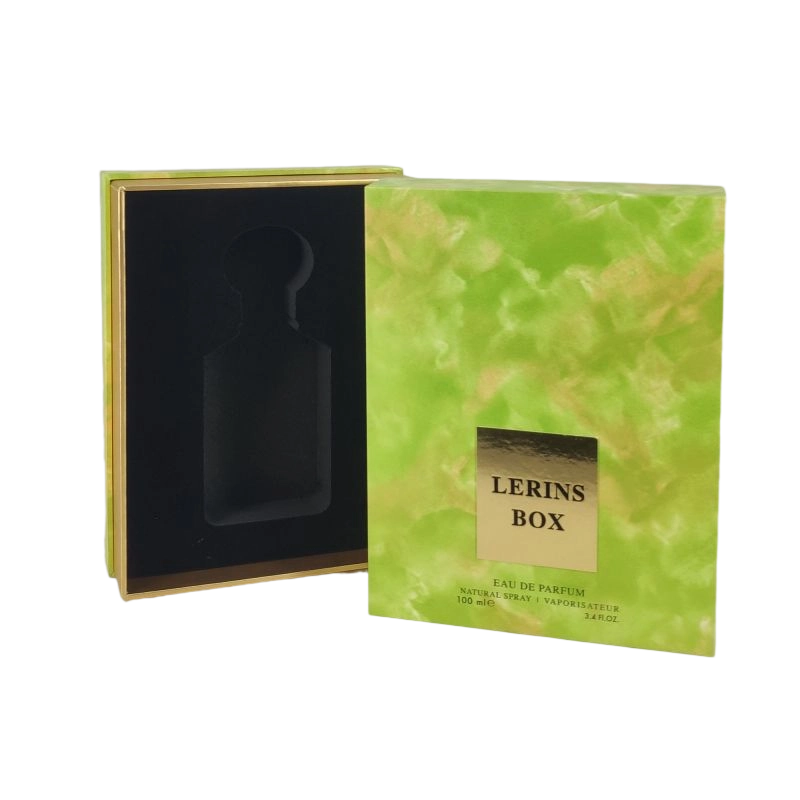 Stylish Gold Foil Perfume Box with EVA Tray for Fragrance Display and Rigid Lid Base HP020