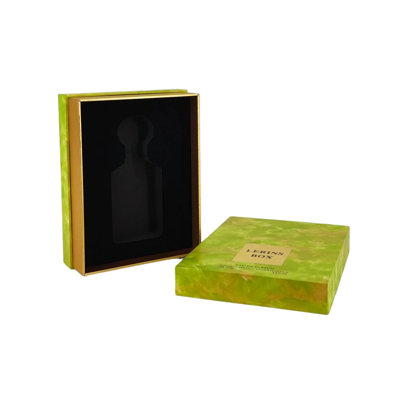 Stylish Gold Foil Perfume Box with EVA Tray for Fragrance Display and Rigid Lid Base HP020