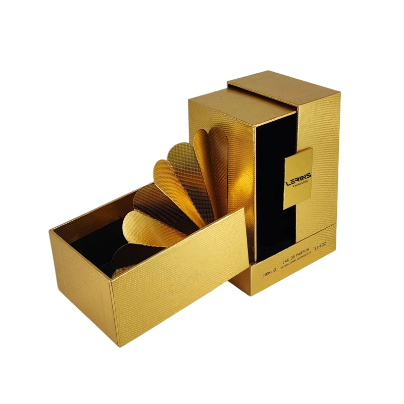 Sophisticated Perfume Box with Custom Gold Foil and EVA Insert, Lid and Base Design HP016