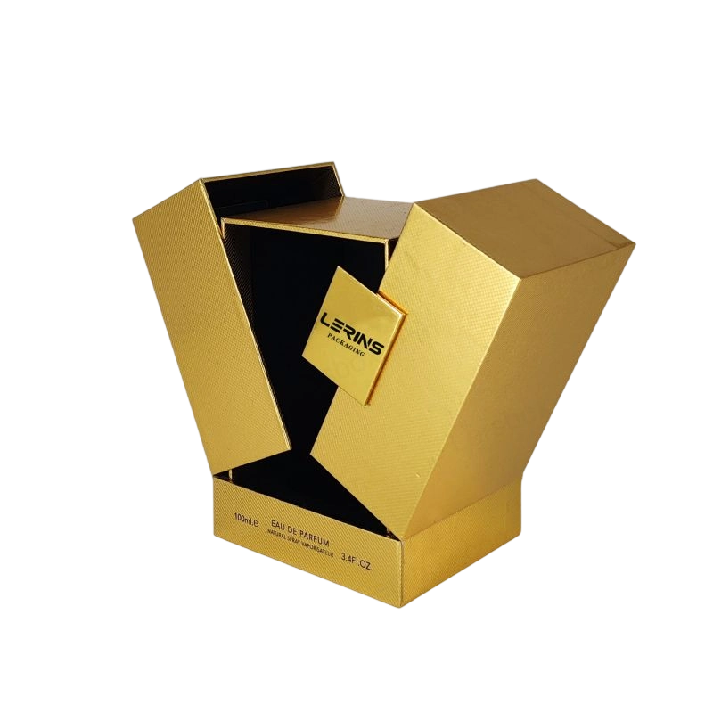 Sophisticated Perfume Box with Custom Gold Foil and EVA Insert, Lid and Base Design HP016