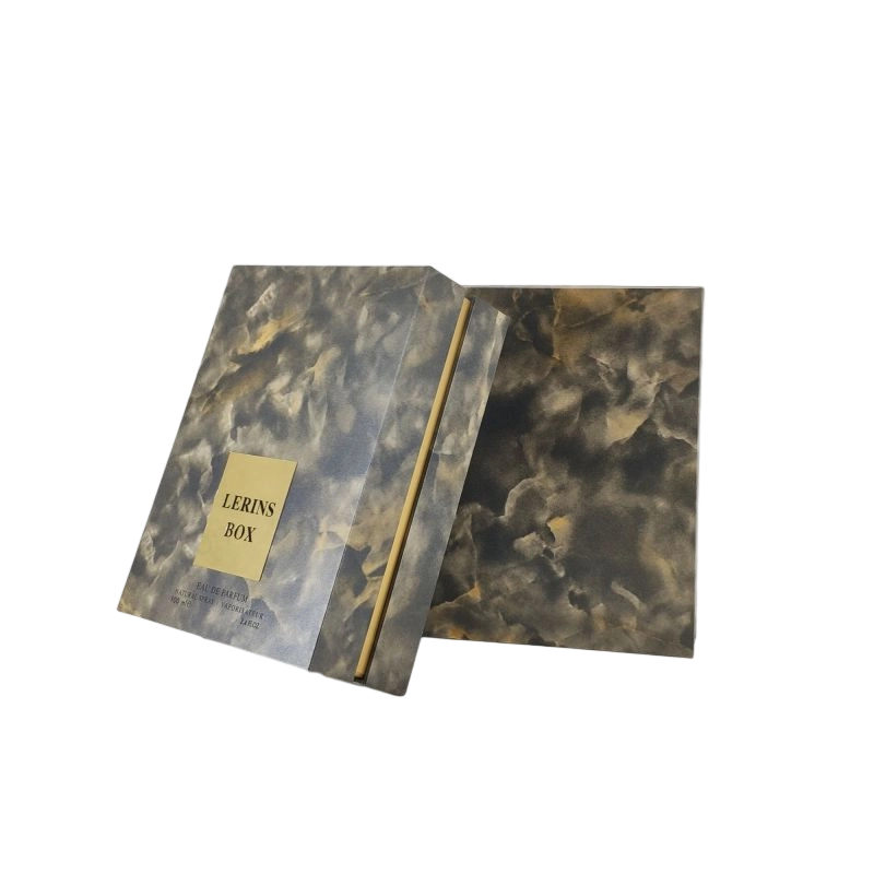 Stylish Gold Foil Perfume Box with EVA Tray for Fragrance Display and Rigid Lid Base HP020