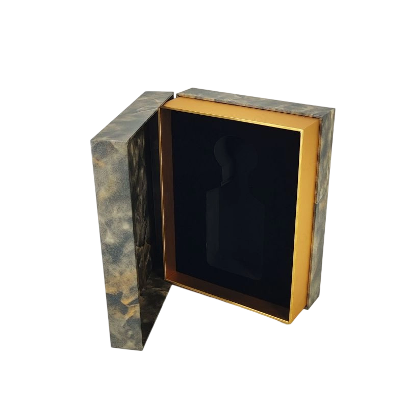 Stylish Gold Foil Perfume Box with EVA Tray for Fragrance Display and Rigid Lid Base HP020