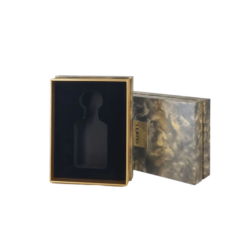 Stylish Gold Foil Perfume Box with EVA Tray for Fragrance Display and Rigid Lid Base HP020