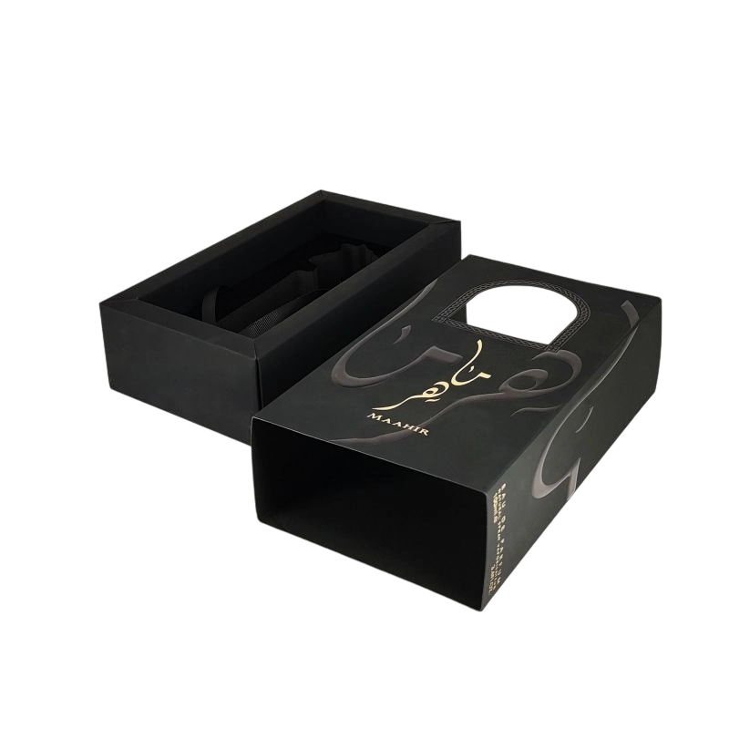 Handmade Perfume Box with Gold Foil Embossing, EVA Tray, and Rigid Construction HP027