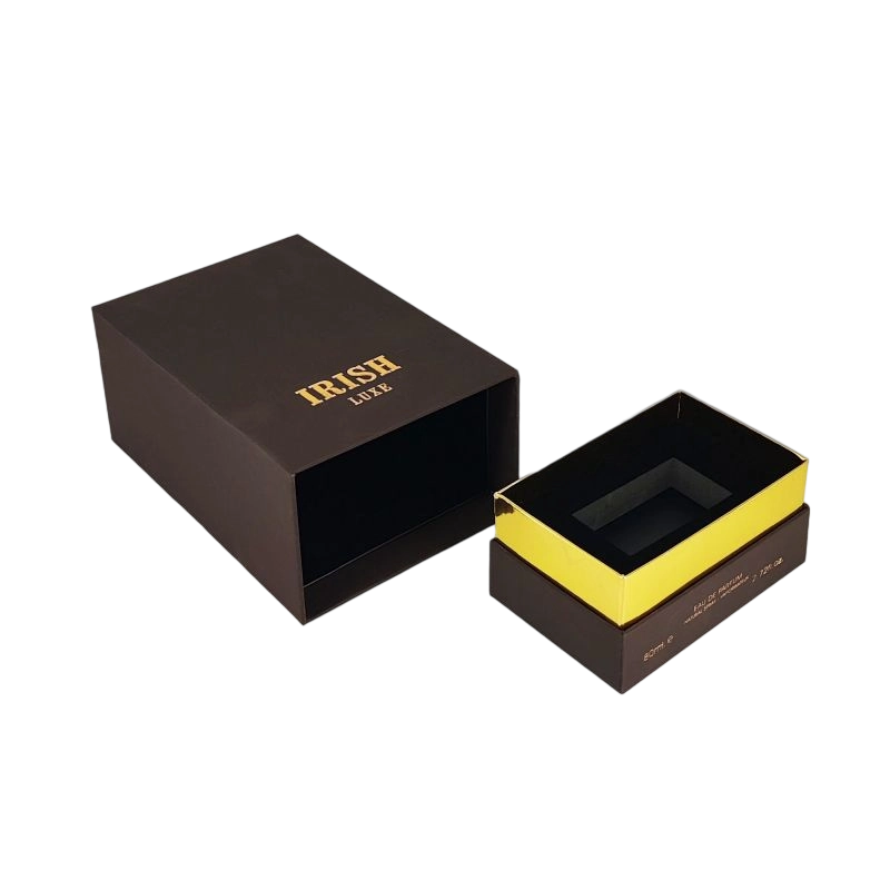 Sophisticated Perfume Box with Custom Gold Foil and EVA Foam for Safe Fragrance Display HP028