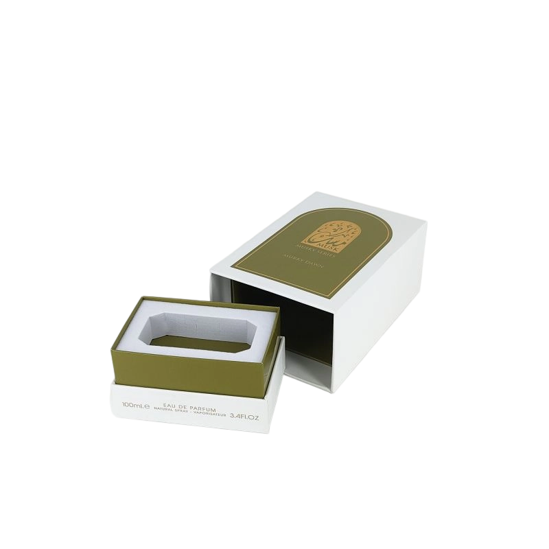 Gold Foil Embossed Perfume Box with EVA Tray, Rigid Base, and Sleek Lid Design HP031
