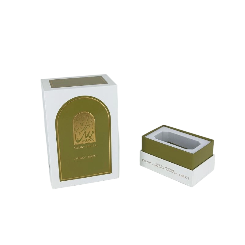 Gold Foil Embossed Perfume Box with EVA Tray, Rigid Base, and Sleek Lid Design HP031