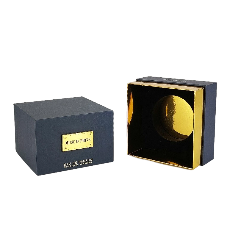Luxury Gold Foil Perfume Packaging with Handcrafted Rigid Structure and EVA Tray Insert HP030 Perfume Box