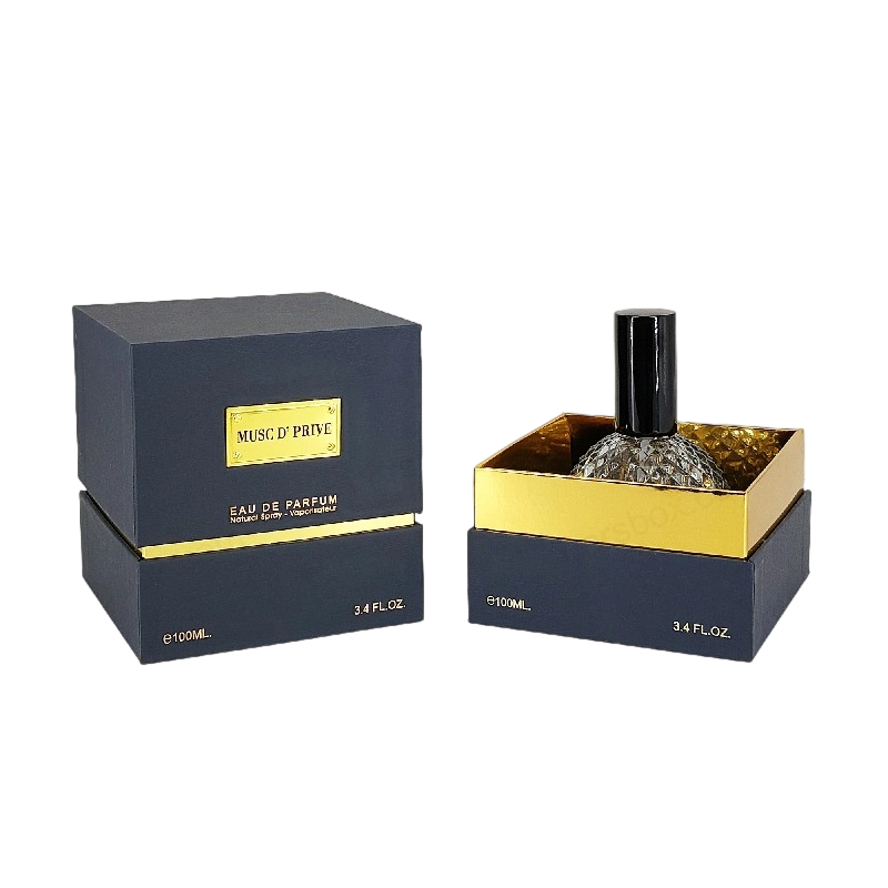 Luxury Gold Foil Perfume Packaging with Handcrafted Rigid Structure and EVA Tray Insert HP030 Perfume Box