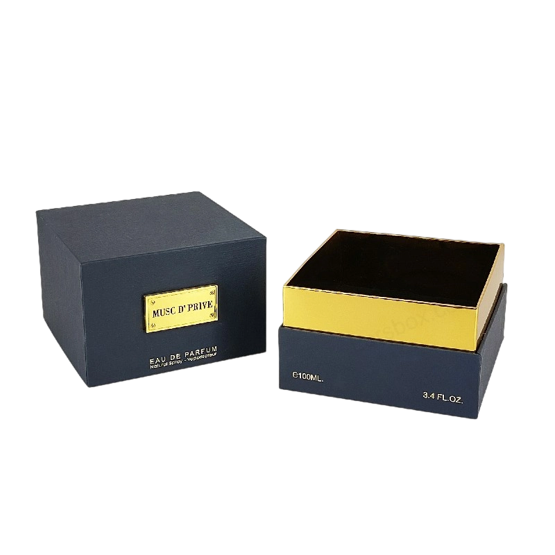Luxury Gold Foil Perfume Packaging with Handcrafted Rigid Structure and EVA Tray Insert HP030 Perfume Box
