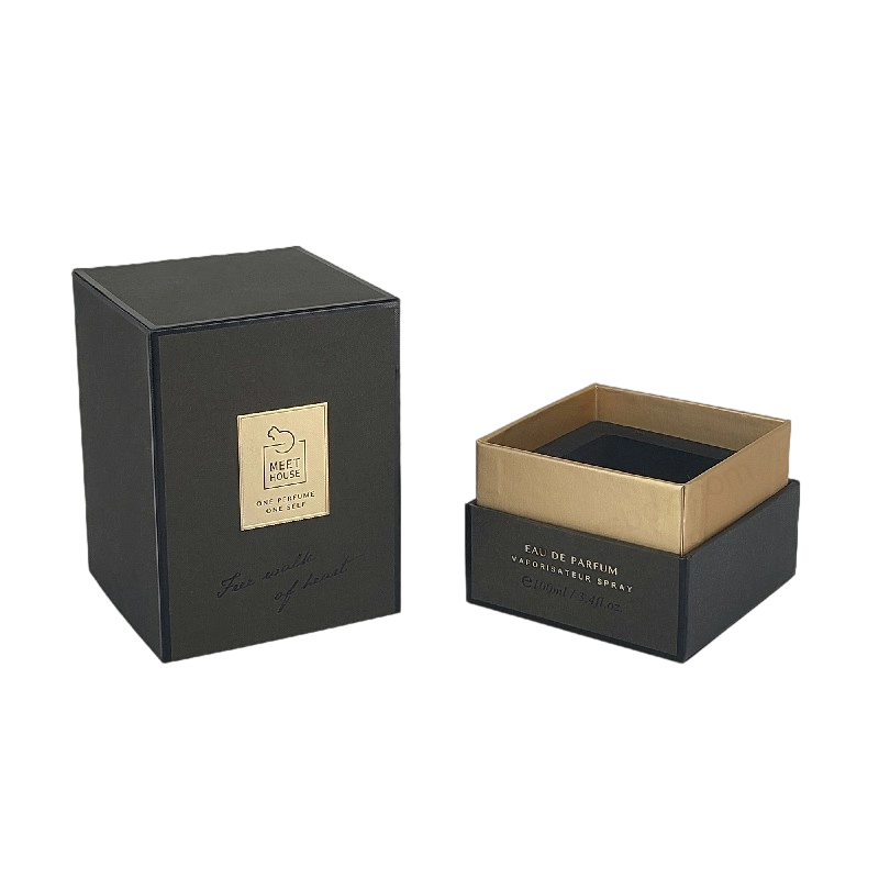 Gold Foil Perfume Box with Rigid Lid, Base, and EVA Foam Tray for Luxurious Display HP034 Perfume Box