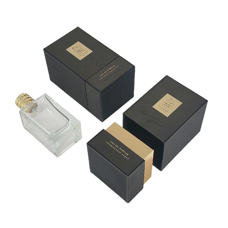 Gold Foil Perfume Box with Rigid Lid, Base, and EVA Foam Tray for Luxurious Display HP034 Perfume Box