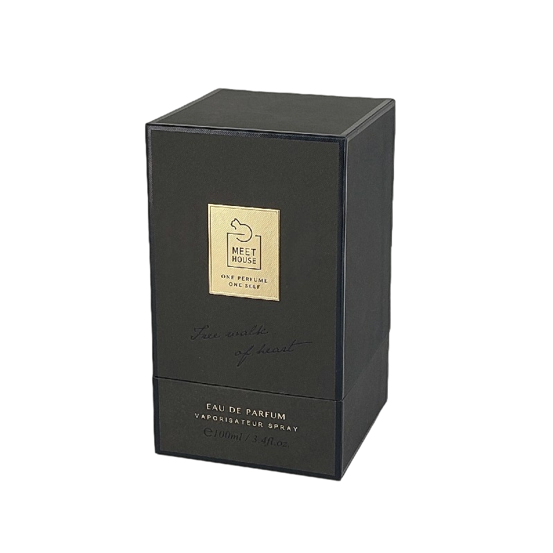 Gold Foil Perfume Box with Rigid Lid, Base, and EVA Foam Tray for Luxurious Display HP034 Perfume Box