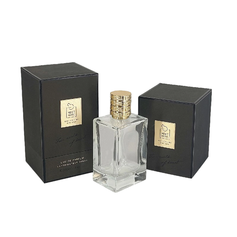 Gold Foil Perfume Box with Rigid Lid, Base, and EVA Foam Tray for Luxurious Display HP034 Perfume Box