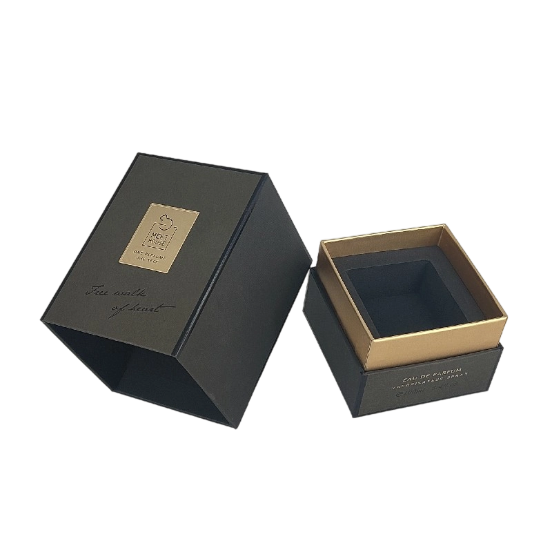 Gold Foil Perfume Box with Rigid Lid, Base, and EVA Foam Tray for Luxurious Display HP034 Perfume Box